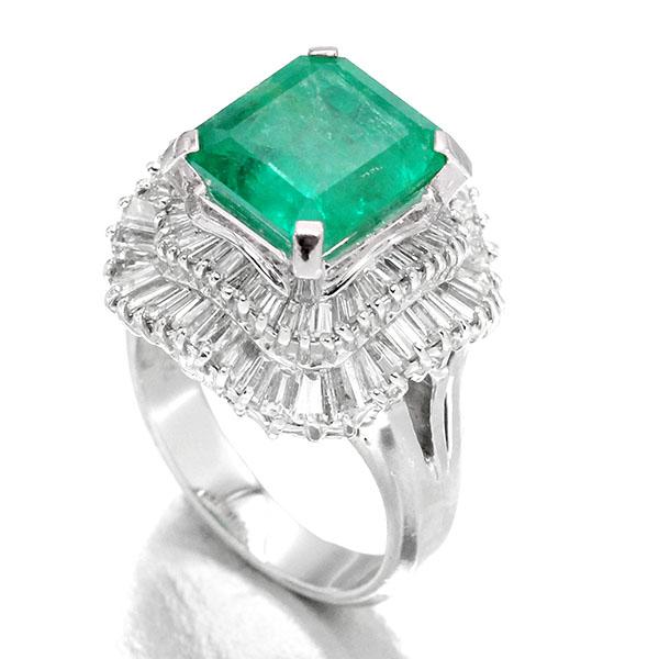 プラチナ エメラルド ダイヤモンド リング 13号 Pt900 E5.60ct D3.58ct  