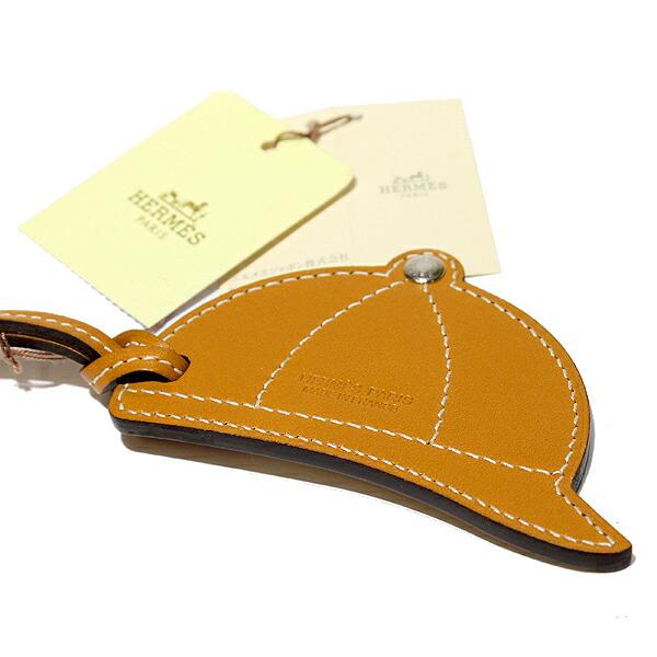 未使用 エルメス HERMES チャーム パドック ボンベイ 帽子 レザー
