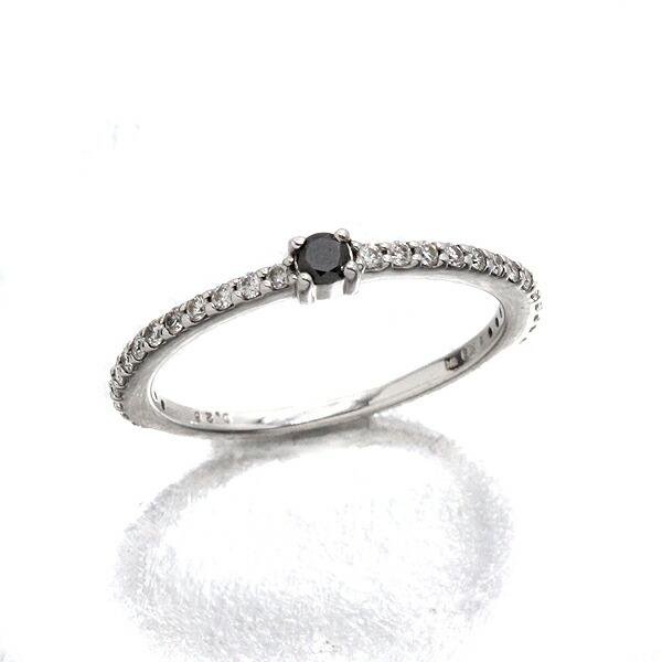 K18WG ブラックダイヤ ダイヤモンド リング 11号 D0.26ct ホワイト 