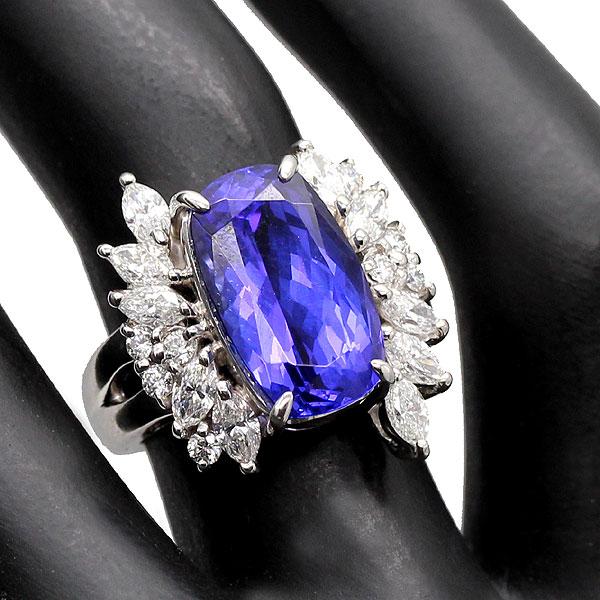 プラチナ タンザナイト ダイヤモンド リング 9号 TZ7.28ct D1.20ct 