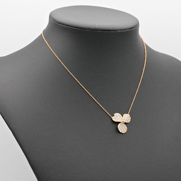 美品　K18PG ネックレス オニキス ダイヤモンド フラワー 花 パヴェ Tiffany Paper Flowers ティファニー TIFFANY&Co. ペーパーフラワー