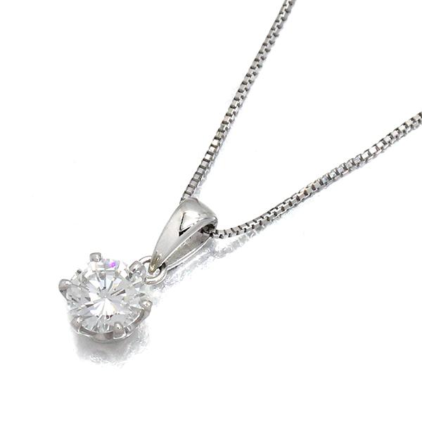 K18WG/プラチナ ダイヤモンド ネックレス 45cm D1.012ct H/VS-1/GOOD 