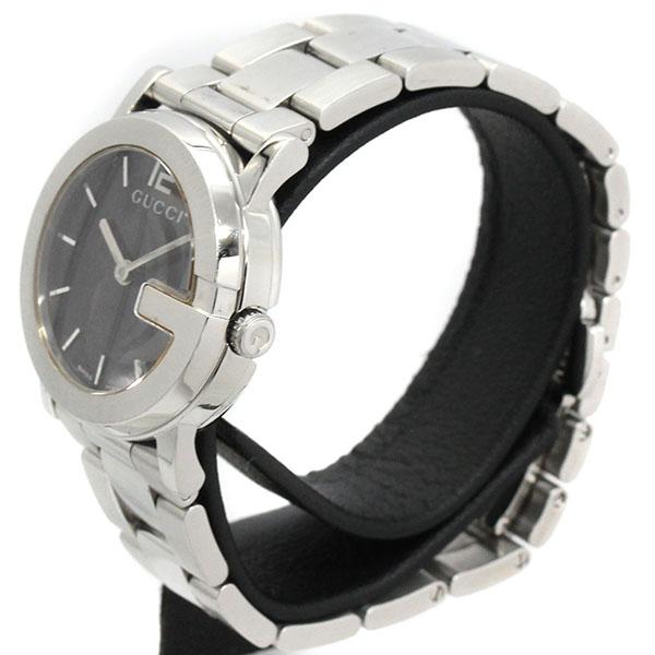 グッチ GUCCI Gラウンド YA101505 ブラック文字盤 SS レディース腕時計