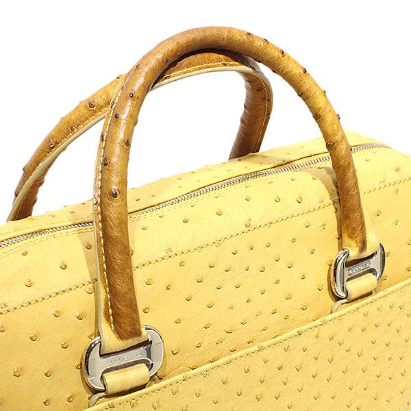 ブルガリ BVLGARI オーストリッチ ブリーフケース イエロー 書類カバン 