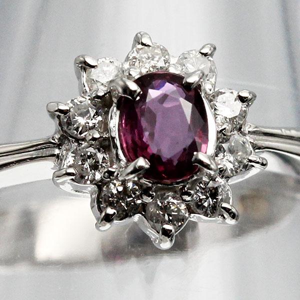 プラチナ ルビー ダイヤ リング 12号 R0.23ct D0.14ct Pt900