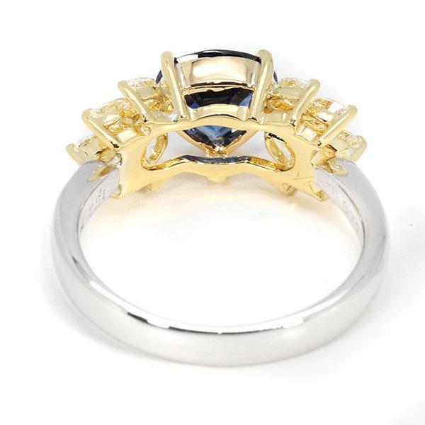K18YG 750 18金/Pt900 サファイア ダイヤモンド リング 15号 S1.52ct D0.72ct 6.4g レディース 中古_2