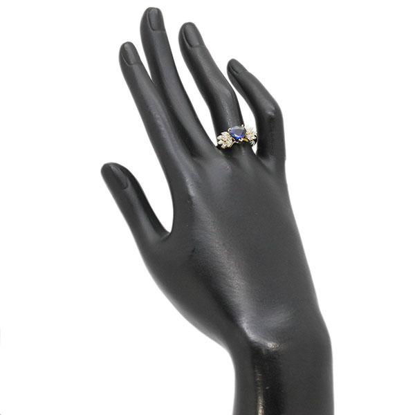 K18YG 750 18金/Pt900 サファイア ダイヤモンド リング 15号 S1.52ct D0.72ct 6.4g レディース 中古_6