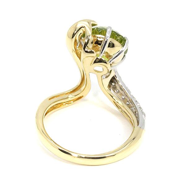 K18YG/プラチナ ペリドット ダイヤモンド リング 12号 PD1.24ct D0  