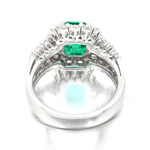 プラチナ エメラルド ダイヤモンド リング 8号 E1.647ct D1.291ct