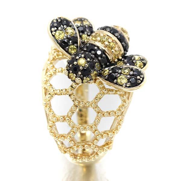 サミュエルアーロン Samuel Aaron 蜂モチーフ K10YG カラーストーン