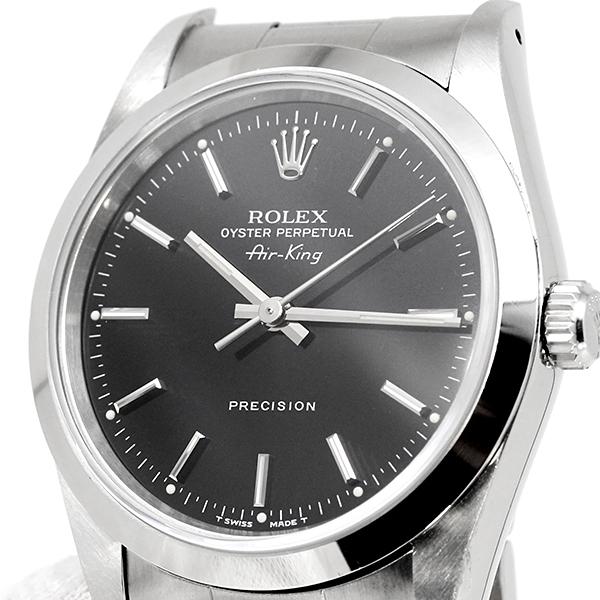 ロレックス ROLEX エアキング 14000 ブラック文字盤 X番 SS メンズ腕時計 自動巻き AIR-KING 34mm ステンレススチール｜marutaki｜08
