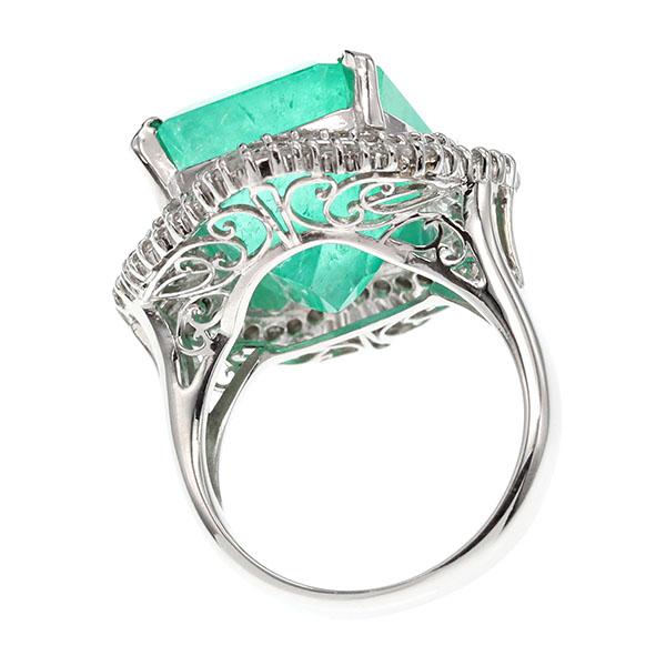 プラチナ エメラルド ダイヤモンド リング 11号 E14.32ct D1.00ct 