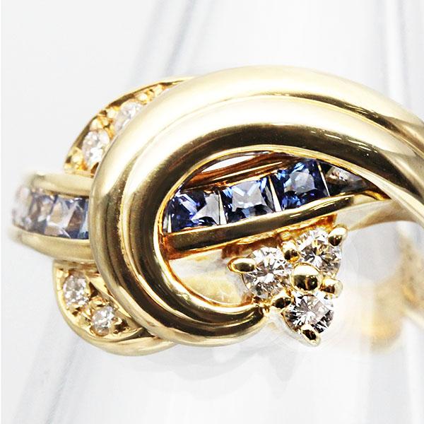ジュネ Jeunet K18YG サファイア ダイヤモンド リング 11.5号 S0.78ct 