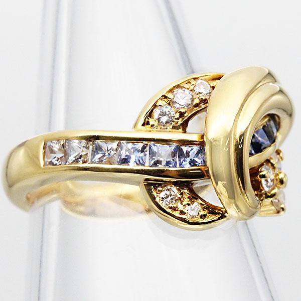 ジュネ Jeunet K18YG サファイア ダイヤモンド リング 11.5号 S0.78ct 
