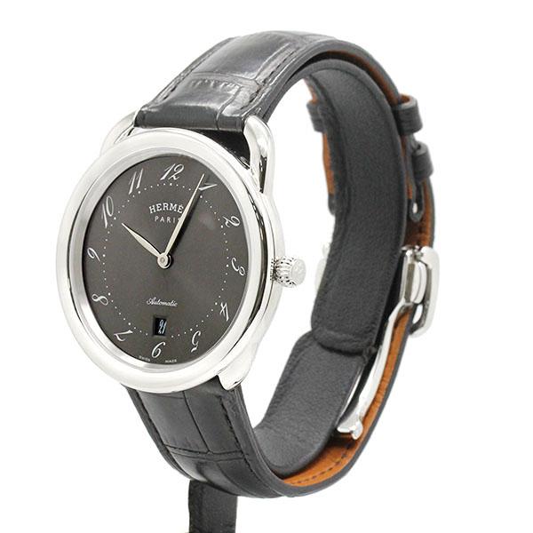 Arceau エルメス HERMES アルソー AR7.710 グレー文字盤 SS/レザー