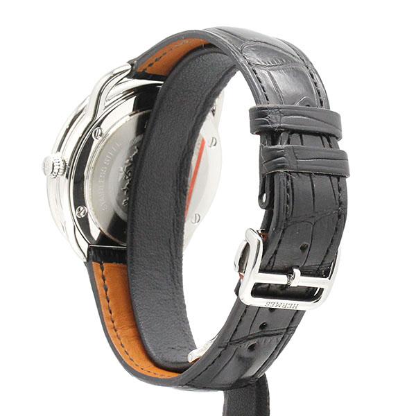 Arceau エルメス HERMES アルソー AR7.710 グレー文字盤 SS レザー