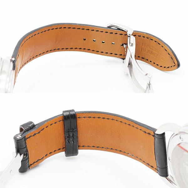 Arceau エルメス HERMES アルソー AR7.710 グレー文字盤 SS/レザー