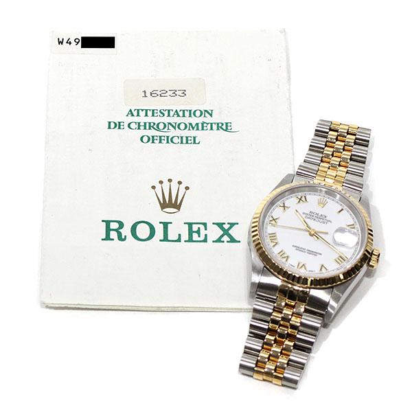 ロレックス ROLEX デイトジャスト 16233 ホワイトローマ文字盤 W番 SS/YG メンズ腕時計 自動巻き DATEJUST 36mm｜marutaki｜09