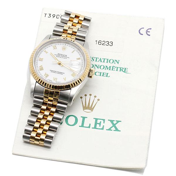 値下げロレックス ROLEX デイトジャスト 16233 白文字盤/ローマ デイトジャスト ロレックス ROLEX 16233 ホワイトローマ文字盤 T番