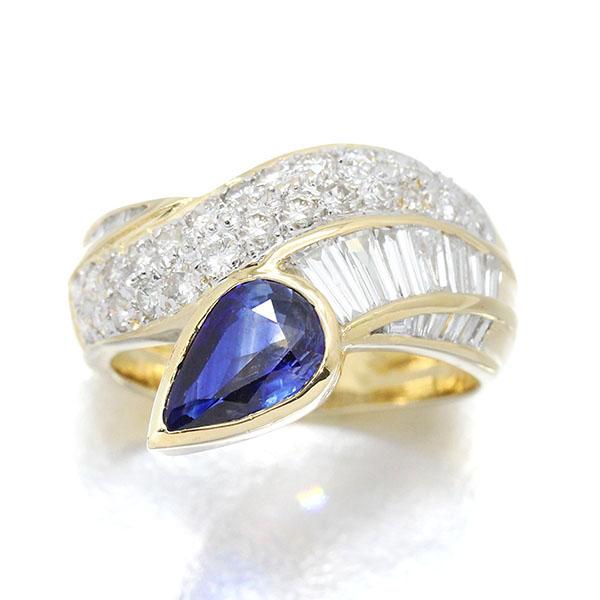 K18YG/K18WG サファイア ダイヤモンド リング 13号 S1.45ct D1.27ct