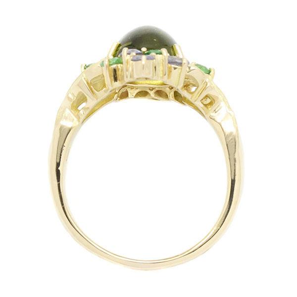 K18YG ペリドット マルチストーン リング 14号 イエローゴールド750