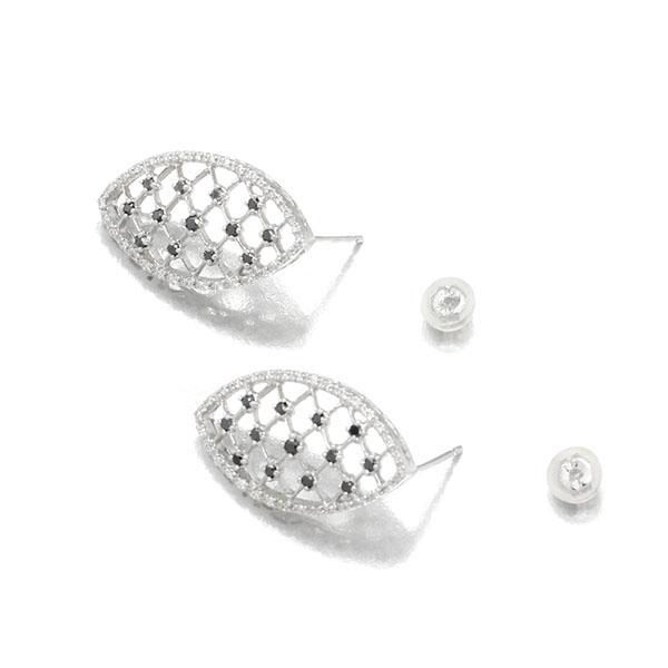 K18WG ブラックダイヤモンド ダイヤモンド ピアス ホワイトゴールド750 