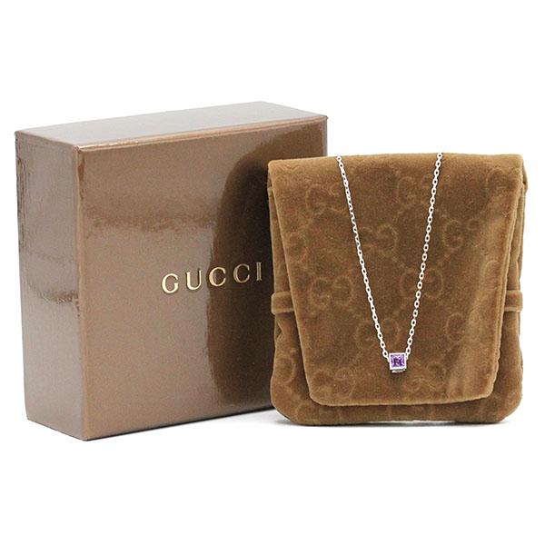 GUCCI グッチ Gロゴ キューブ K18WG アメジスト ネックレス 39cm