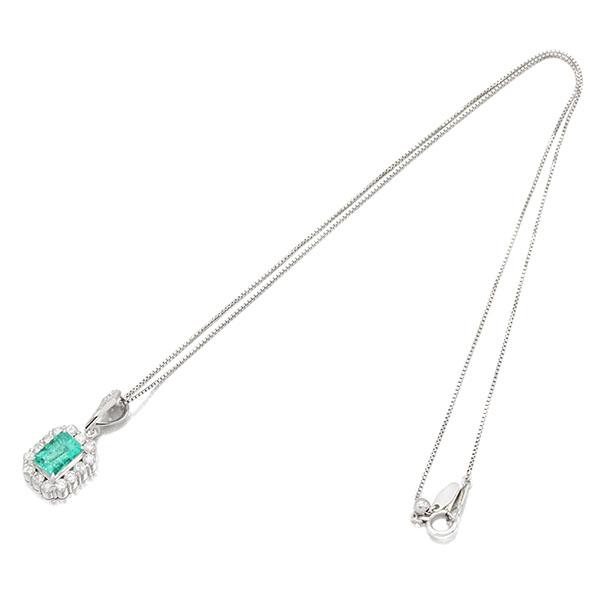 K18YG プラチナ エメラルド ダイヤモンド ネックレス 45cm E1.48ct D0  
