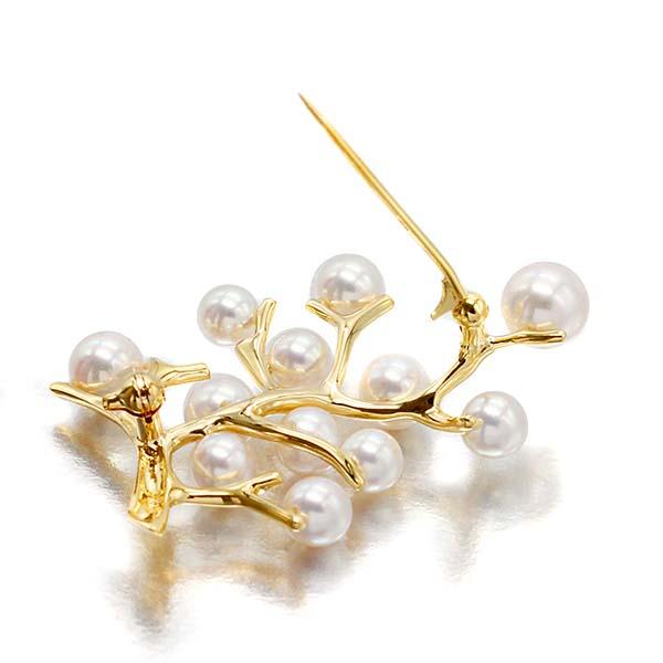 MIKIMOTO ミキモトWG14金 パール　ブローチ　幸福の木　希少 ミキモト MIKIMOTO 幸福の木モチーフ パール K18YG ブローチ 5mm〜7mm