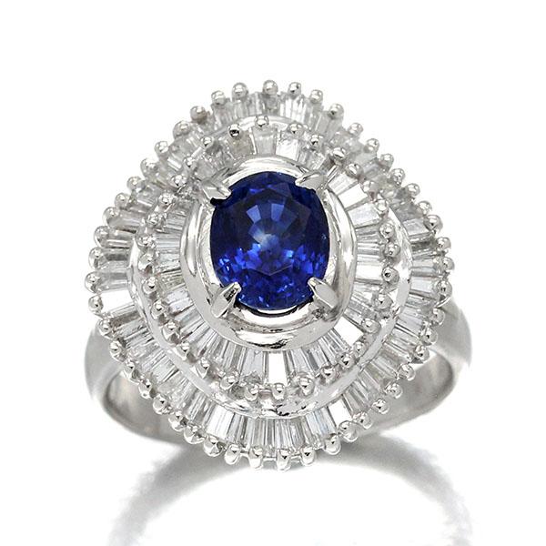 サファイア　ダイヤモンド　プラチナリング13号 プラチナ サファイア ダイヤモンド リング 13号 S1.18ct D1.20ct Pt900