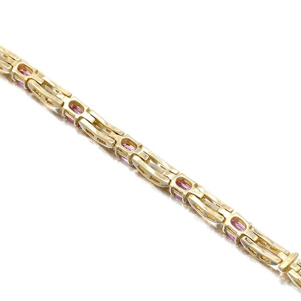 K18YG ピンクトルマリン ダイヤモンド ブレスレット 17.5cm T1.24ct D0