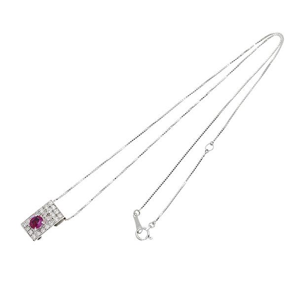 K18WG ルビー ダイヤモンド ネックレス 36cm/40cm R0.31ct ホワイトゴールド750 宝石 ジュエリー 女性 誕生日 ギフト 誕生石 7月_3