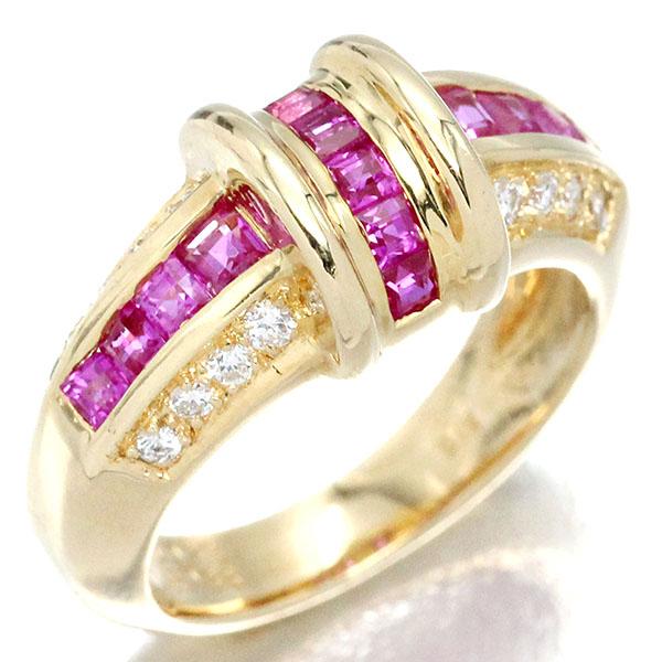 ゆ*ー様 ルビー&ダイヤモンドリング 10号 K18YG ルビー ダイヤモンド リング 10号 R0.88ct D0.23ct イエロー