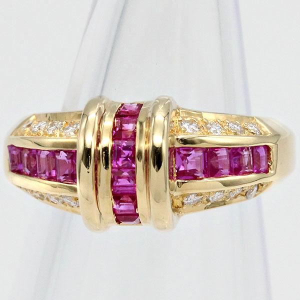 K10YG リング ルビー ダイヤモンド10号 K18YG ルビー ダイヤモンド リング 10号 R0.88ct D0.23ct イエロー