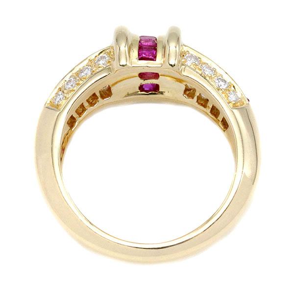 K18YG ルビー ダイヤモンド リング 10号 R0.88ct D0.23ct イエロー