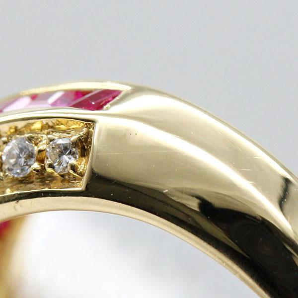K18YG ルビー ダイヤモンド リング 10号 R0.88ct D0.23ct イエロー