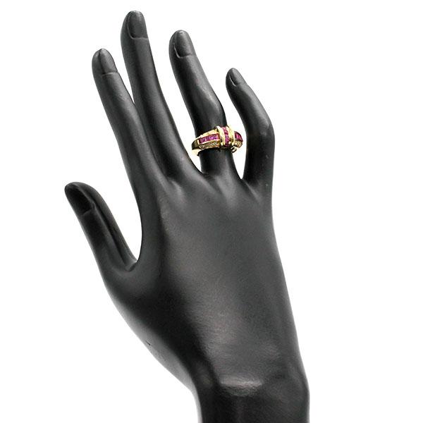 K18YG ルビー ダイヤモンド リング 10号 R0.88ct D0.23ct イエロー