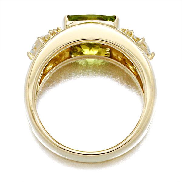 K18YG ペリドット トパーズ ダイヤモンド リング 13.5号 PD1.80ct T0  