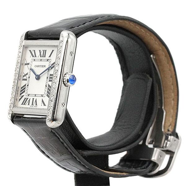 カルティエ Cartier タンクソロ SM ダイヤベゼル シルバー文字盤 カルティエ Cartier タンクソロ SM ダイヤベゼル シルバー文字盤