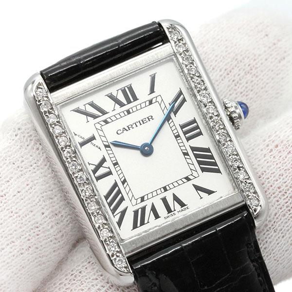 カルティエ Cartier タンクソロ SM ダイヤベゼル シルバー文字盤 カルティエ Cartier タンクソロ SM ダイヤベゼル シルバー文字盤