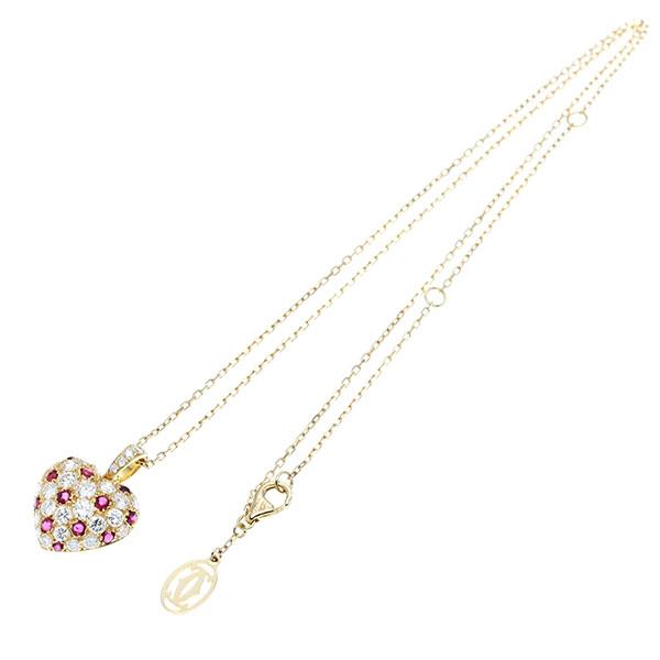 【正規品】Cartier ダイヤモンド ネックレス　happy◡̈♥︎ Cartier（カルティエ） ハートモチーフ K18YG ルビー ダイヤモンド