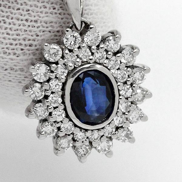 プラチナ サファイア ダイヤモンド ネックレス 44cm S0.70ct D0.465ct PT999/900 宝石 ジュエリー ダイヤ取り巻き アクセサリー_1