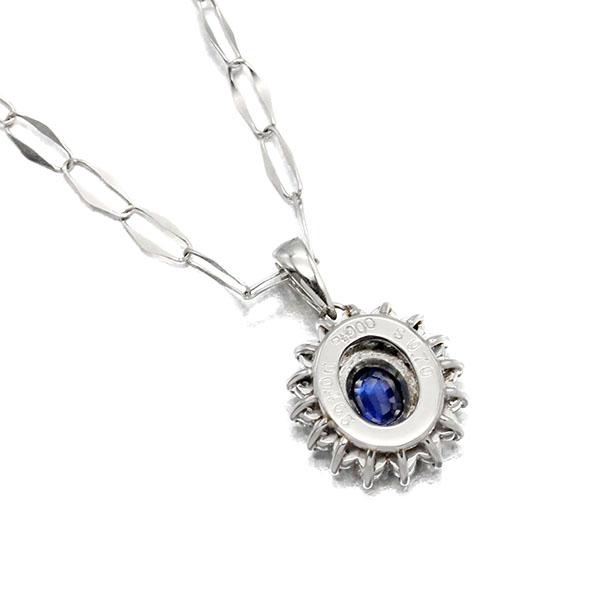 プラチナ サファイア ダイヤモンド ネックレス 44cm S0.70ct D0.465ct PT999/900 宝石 ジュエリー ダイヤ取り巻き アクセサリー_2