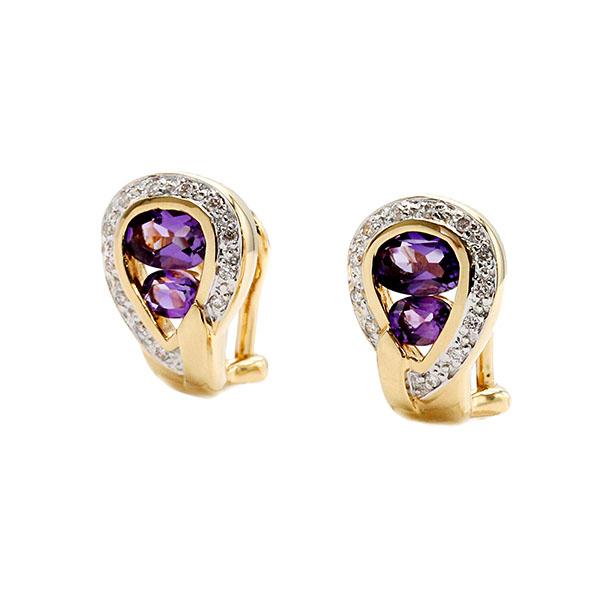K18YG アメシスト ダイヤモンド イヤリング AM0.97×2ct D0.12×2ct 