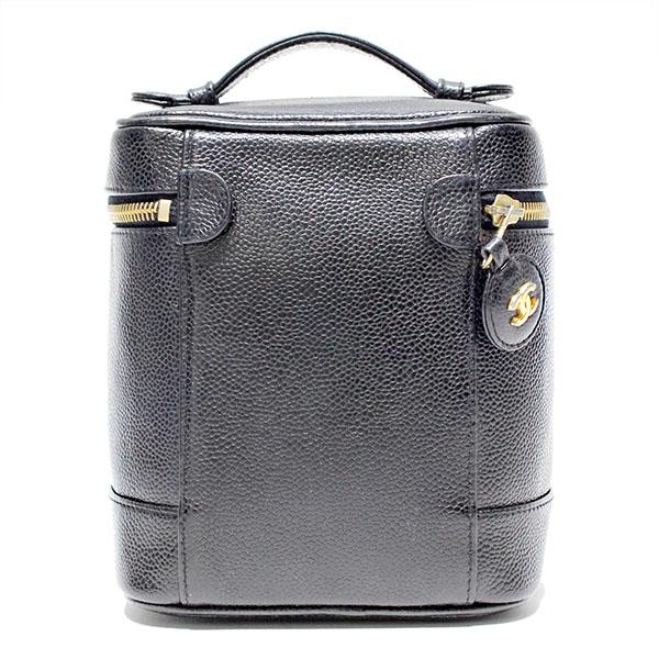 シャネル CHANEL 縦型 バニティ A01998 ココマーク キャビアスキン ハンドバッグ 化粧ボックス 黒 レディース 女性 プレゼント ブランドの画像