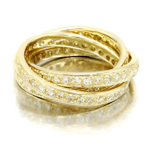 K18イエローゴールド ダイヤモンド リング 7号 K18YG 3連 エタニティ ダイヤモンド リング 7号 イエロー