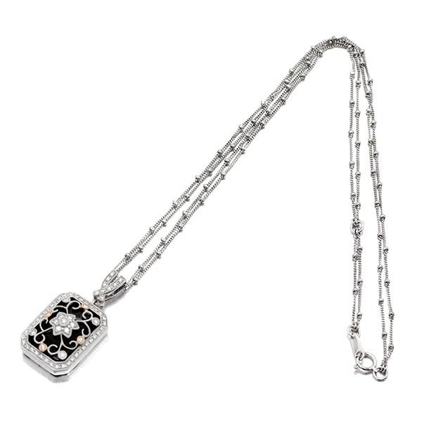 クイーンジュエリー Queen Jewelry K18WG オニキス ダイヤモンド