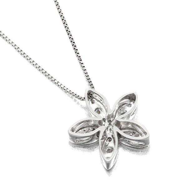 K18WG フラワーモチーフ ダイヤモンド ネックレス 45cm D0.40ct