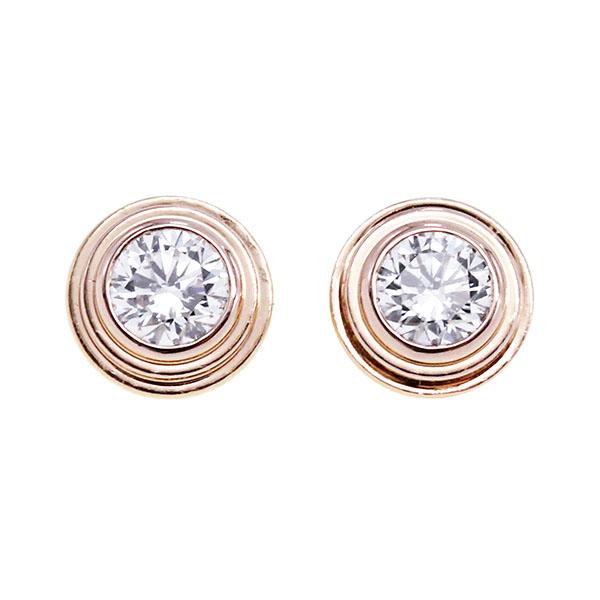 カルティエ ダムール Cartier K18PG XS ダイヤ ピアス D0.08ct×2