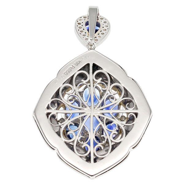 プラチナ K18YG サファイア ダイヤモンド ペンダントトップ S11.54ct
